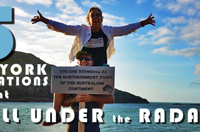 Lady on husbands shoulders at tip of Australia.