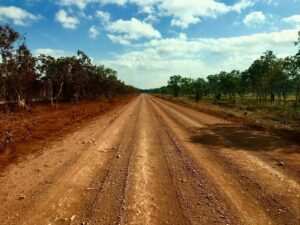 a rocky straight road in Cape York, Australia