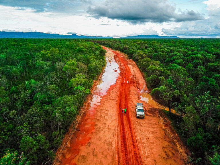 wet red dirt road in Australia