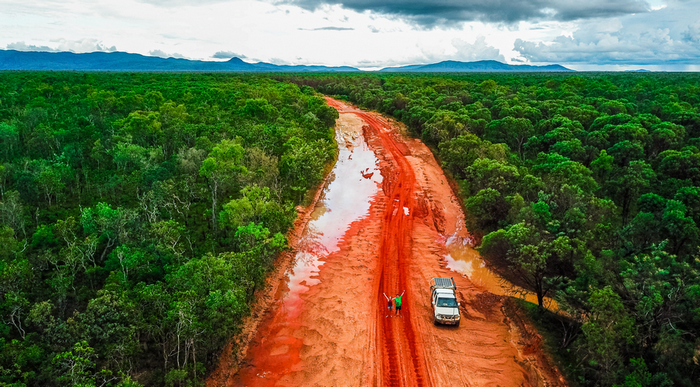 wet red dirt road in Australia