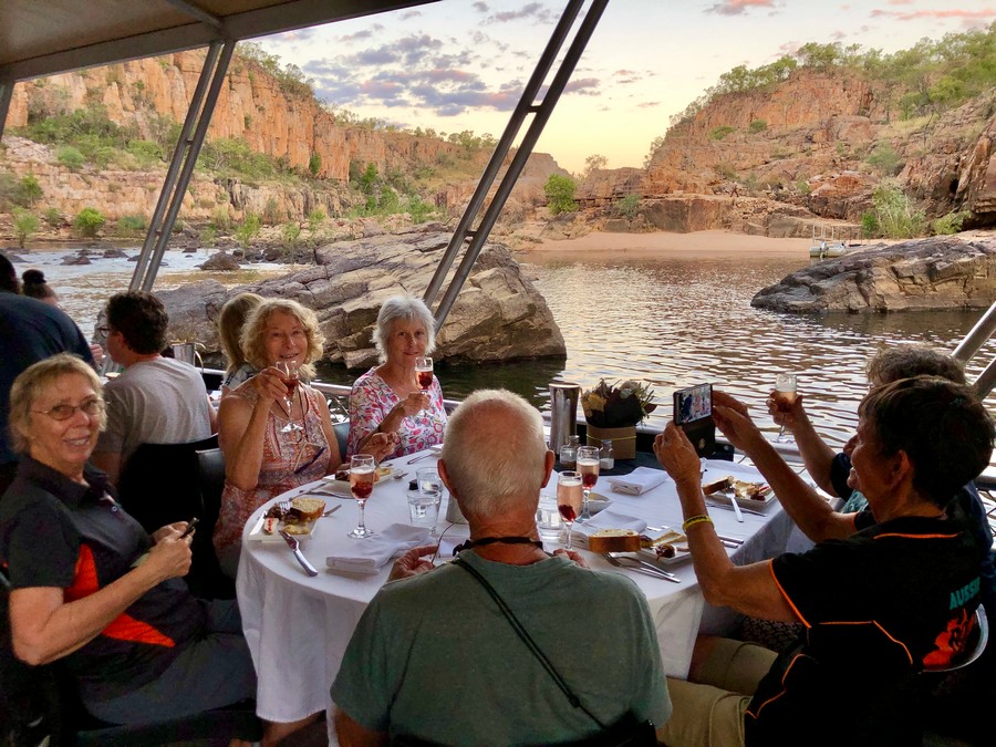 people enjoying dinner on cruise in nitmiluk gorge
