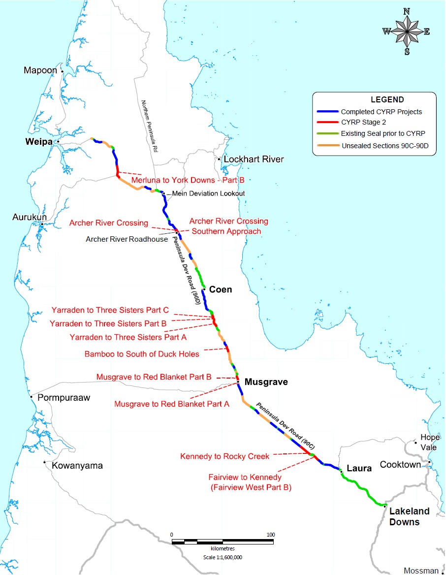 map of roads to cape york