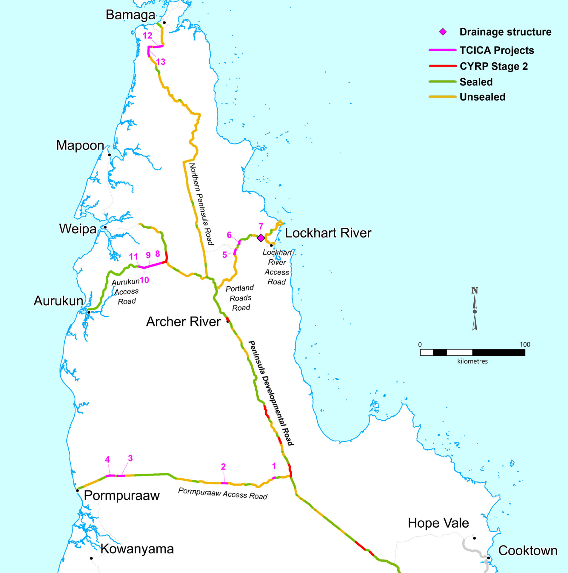 map of roads to cape york