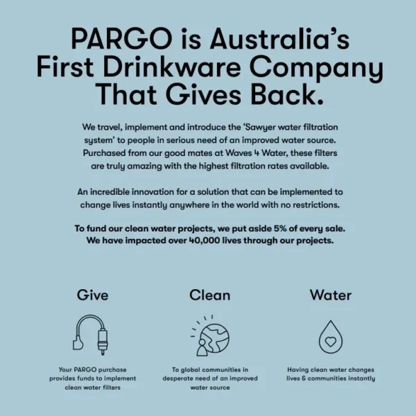 pargo statement about drinkware and cause