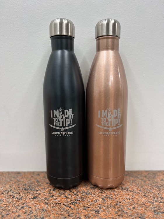 black and rose gold steel water bottles